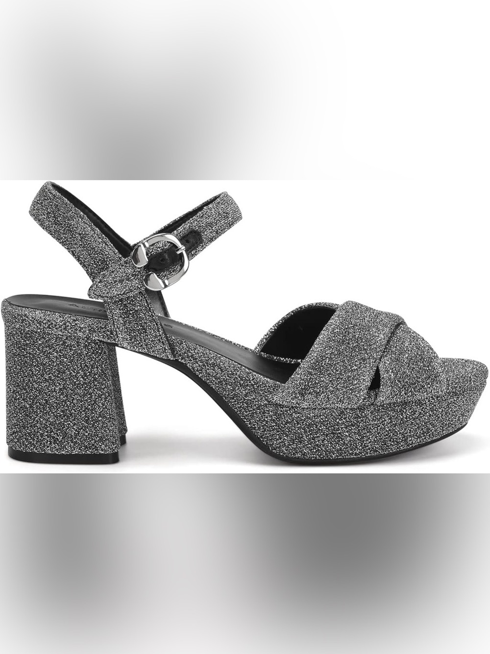 Aerosoles Cosmos Silver Glitter Platform Block Heel Sandals Size 7 NEW!